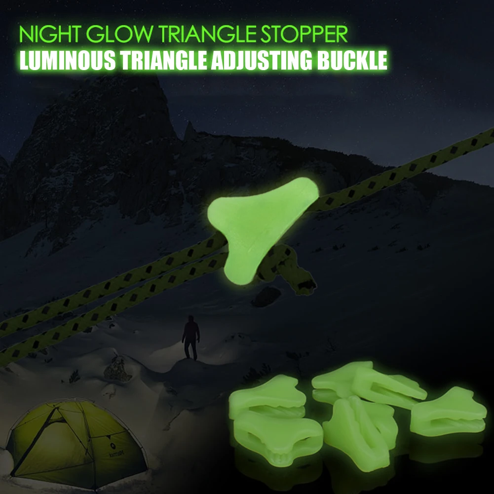 Outdoor Camping Luminous Tent Rope Buckle Canopy Triangle Tightening Buckles Set