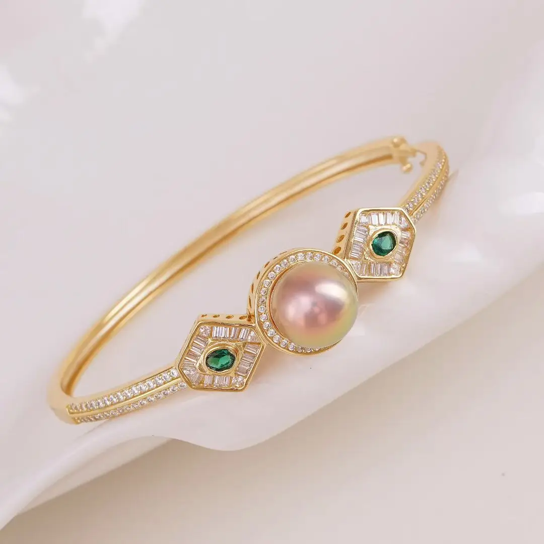 S925 Sterling Silver Bracelet Mountings ADJUSTABLE Bangle Findings Jewelry Parts Fittings Accessories for 10-11mm Pearls
