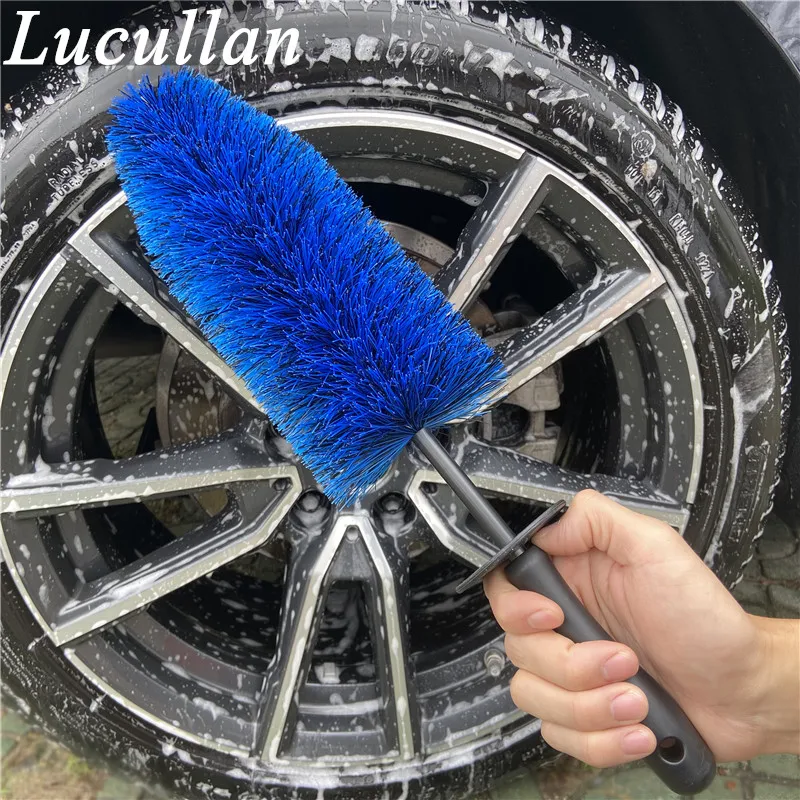 Lucullan Blue Detailing Brushes Ultra Soft Hair Rim Tire Brake Dust Cleaner Easily Reaches Nook and Crannies