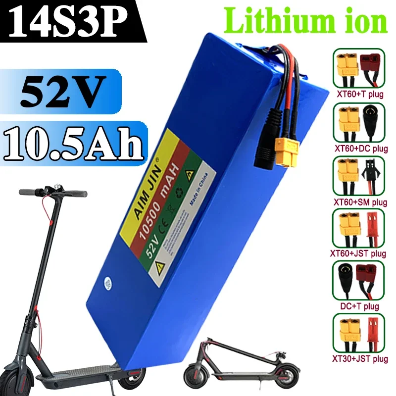 

52V 14S3P Power Battery 18650 Rechargeable Lithium Battery Pack 10500mAh 800W for Electric Bicycles and Scooters