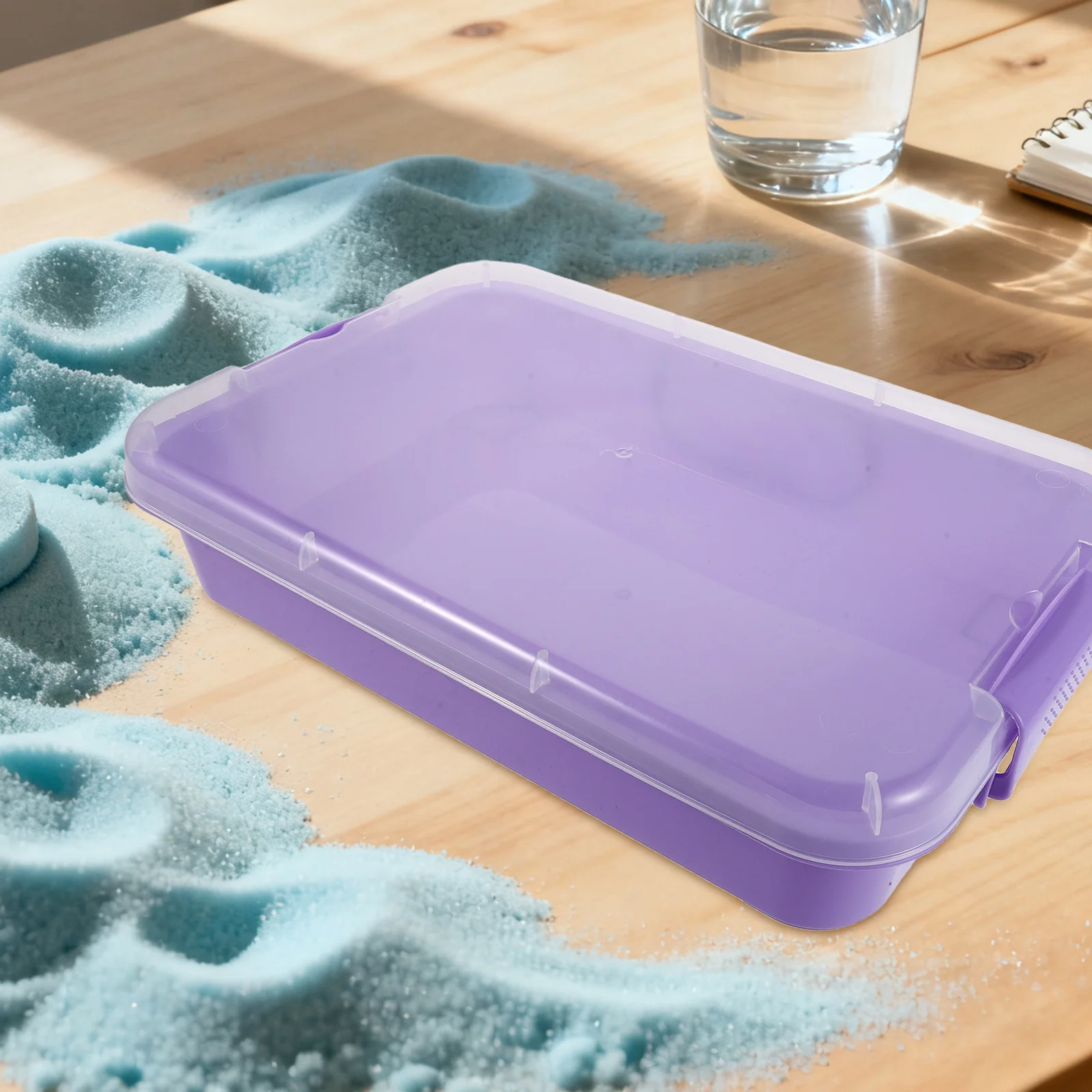 2 Stück 34,5 x 22 x 7,5 cm tragbares sensorisches Tablett, stapelbarer Kunststoff-Sandwasser-Spielbehälter für Kinder, Outdoor, Indoor, Kleinkindaktivität