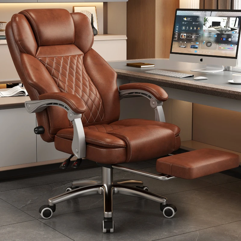 light luxury office chair leather high-end movable swivel boss chair ergonomic height adjustable sillas de oficina furniture