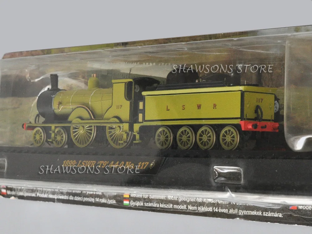 Amer 1:87 Scale Diecast Model Train Toy 1899 LSWR T9 4-4-0 NO.117 Locomotive With a Freight Car Miniature Replica Collectible