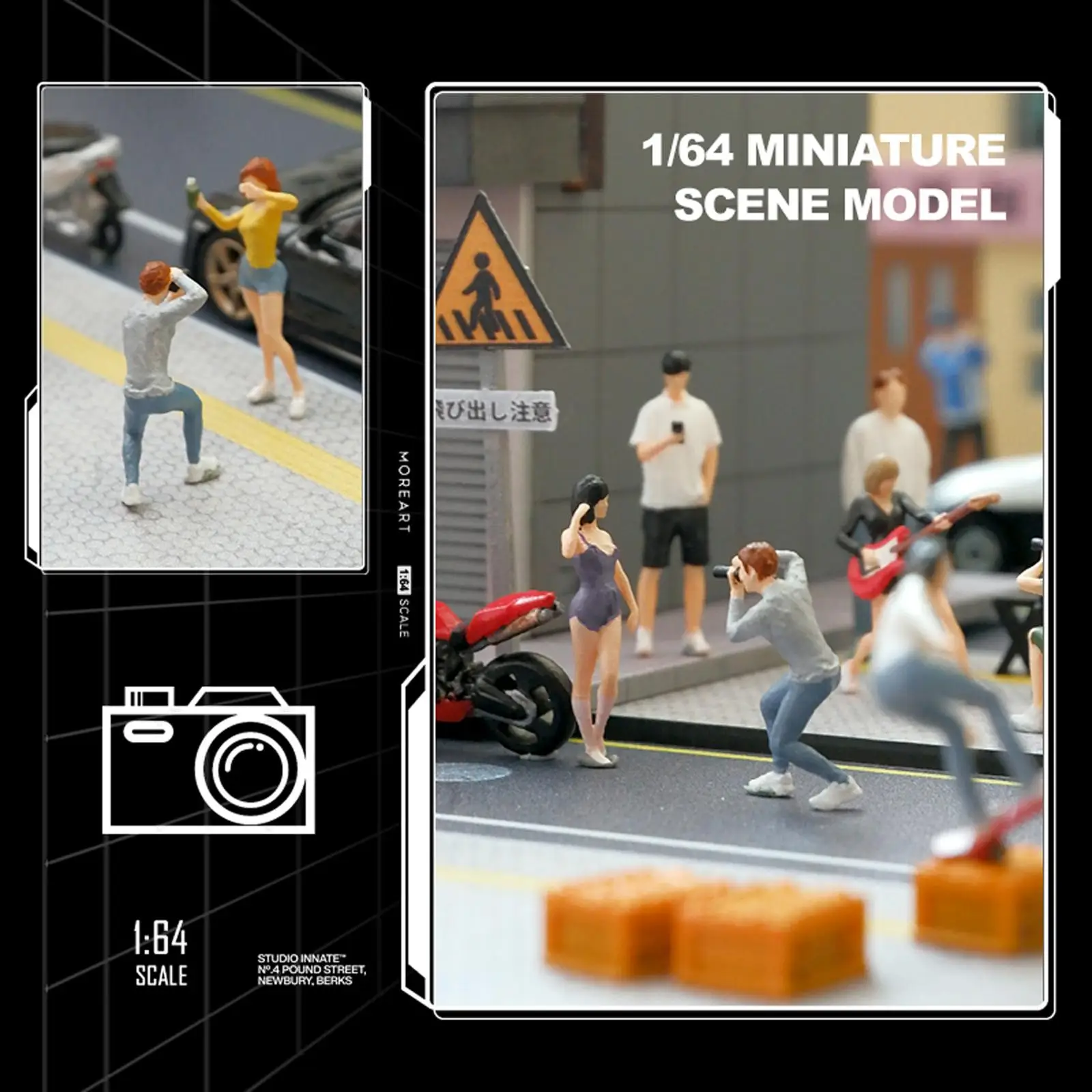 Miniaturfigur im Maßstab 1:64, Fotograf für Straßenmodelle, Modelleisenbahn-Fotorequisiten