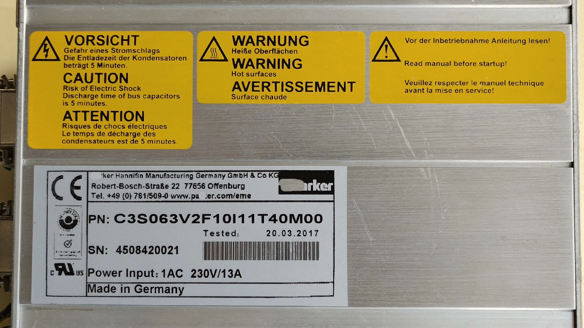 C3S063V2F10I20T40M00 Compax3 محرك سيرفو لباركر