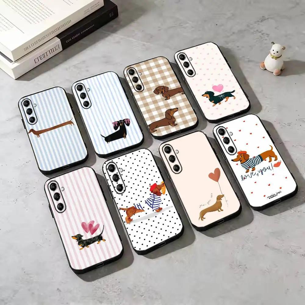 Ins Style Dachshund Dot Laser Design Phone Case For Samsung Galaxy A73,A72,A71,A70,A53,A52,A51,Others Soft Black Cover