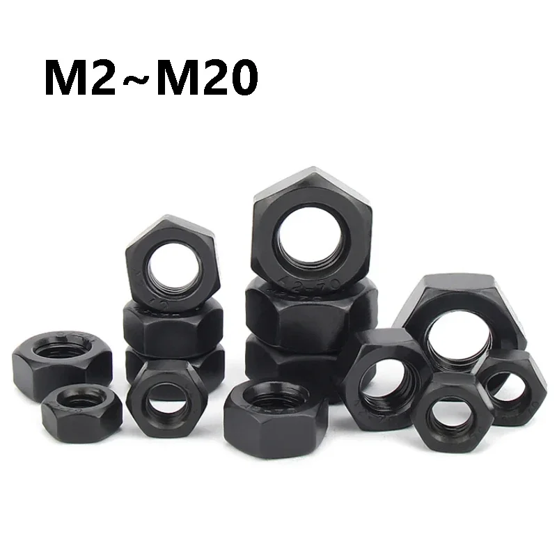1~30Pcs 304 Stainless Steel Black Hexagon Hex Nuts M2 M2.5 M3 M4 M5 M6 M8 M10 M12 M14 M16 M18 M20 Metric Hex Nuts