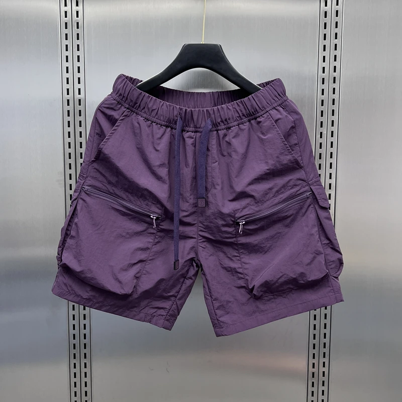 

Loose Fit American Casual Summer orts Men's Trendy Color Blo Five Inches Pants Youth Active Breathable Straight Leg Trousers