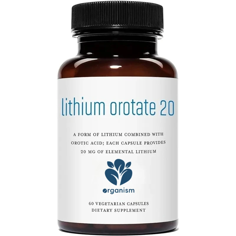 Lithium 20mg per serving, 60 vegetarian capsules, lithium supplement