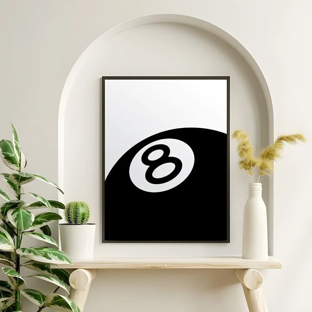 Vintage 8 Ball Black Poster Room Decor Home Decoration Interior Wall Art Printing Waterproof Bathroom
