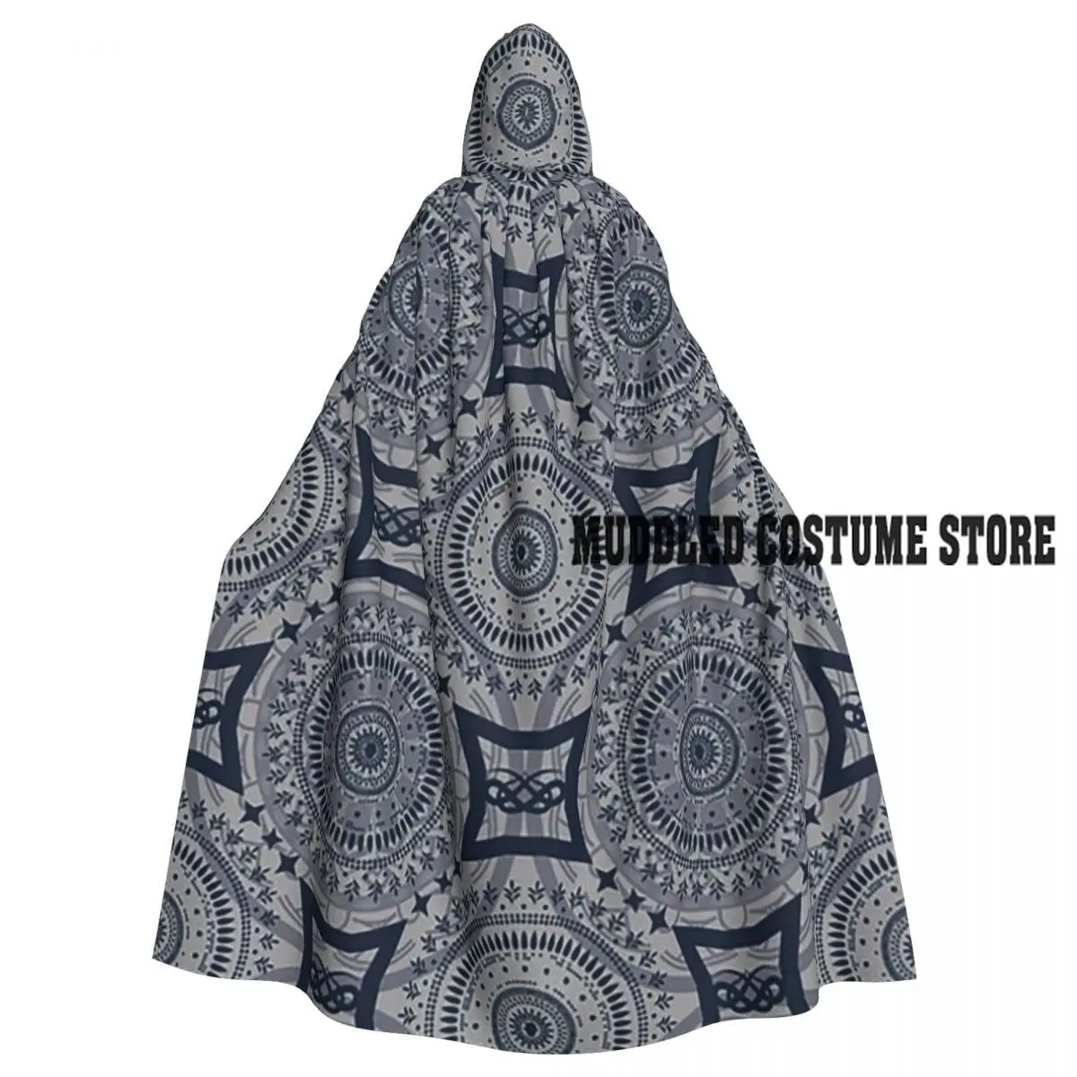 

Дизайнерский узор мандалы с принтами, длинный плащ с капюшоном, средневековый костюм ведьмы, накидка для косплея, накидка на Хэллоуин, вампир, для взрослых, унисекс