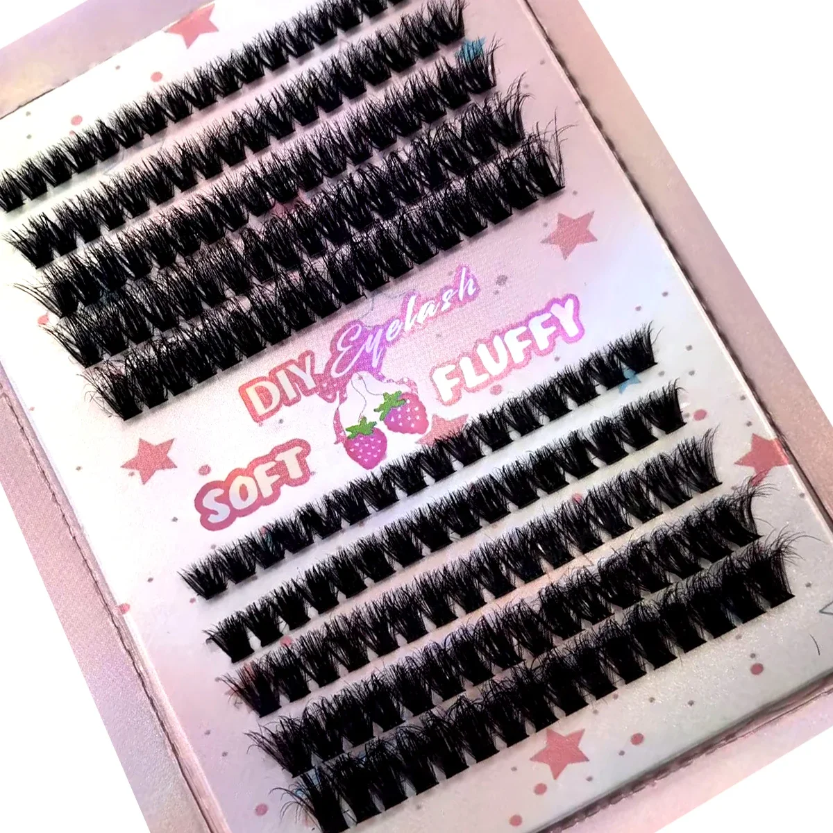 HBZGTLAD 10 Reihen DIY 5D Flauschige Wimpernbüschel Dicke Wimpernbüschel D-Curl Wispy Einzelwimpern 8-16mm Cluster-Wimpern