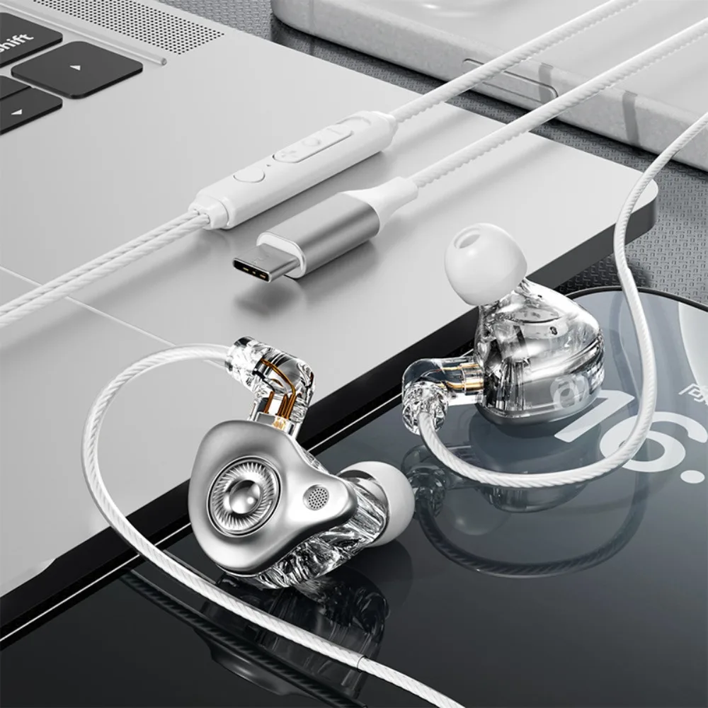 

3.5mm/Type C Pluggable Wired Earphone with Mic HiFi Stereo in Ear Earphones Surround Bass Noise Cancelling Wired Headset Running