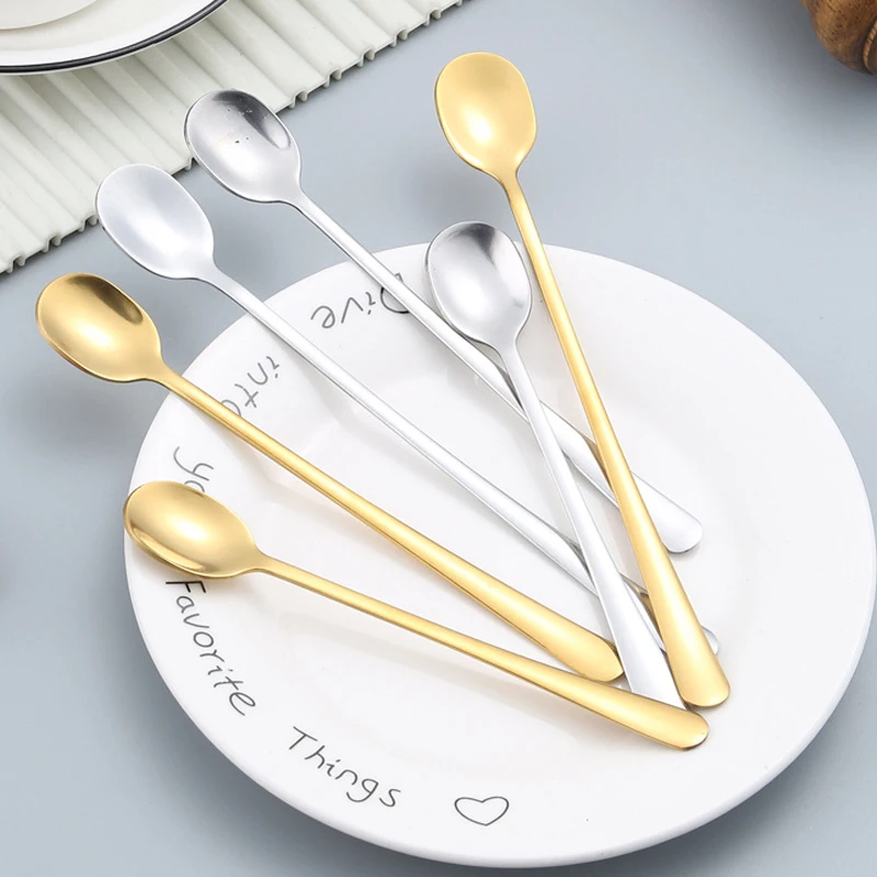 1pc Tea Coffee Soup Spoon For Eating Mixing Stirring Long Handle Teaspoon Spoon Cocktail Ice Cream Honey Spoons Kitchen Cutlery