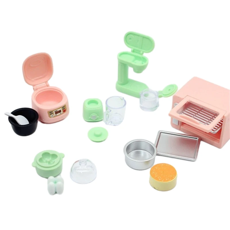 1Set 1:12 Poppenhuis Miniatuur Rijstkoker Magnetron Juicer Eierstomer Keukenbenodigdheden Model Decor Speelgoed Poppenhuis Accessor