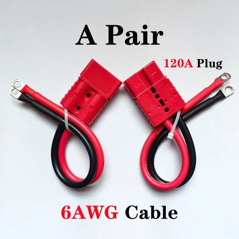 120A Quick Plugs With 6AWG 2AWG Heatproof Flexible Silicone Rubber Cable For Forklift Battery Charging Connector
