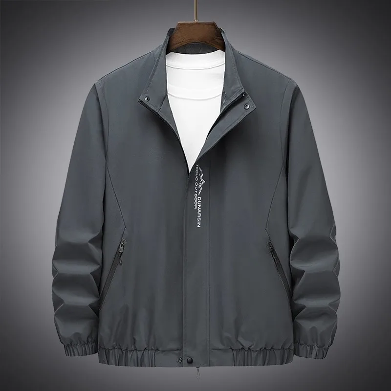 

Мужская повседневная свободная тонкая куртка на весну-осень 2024, новая модная модель с воротником-стойкой, на молнии, из полиэфирного волокна, молодежная верхняя одежда