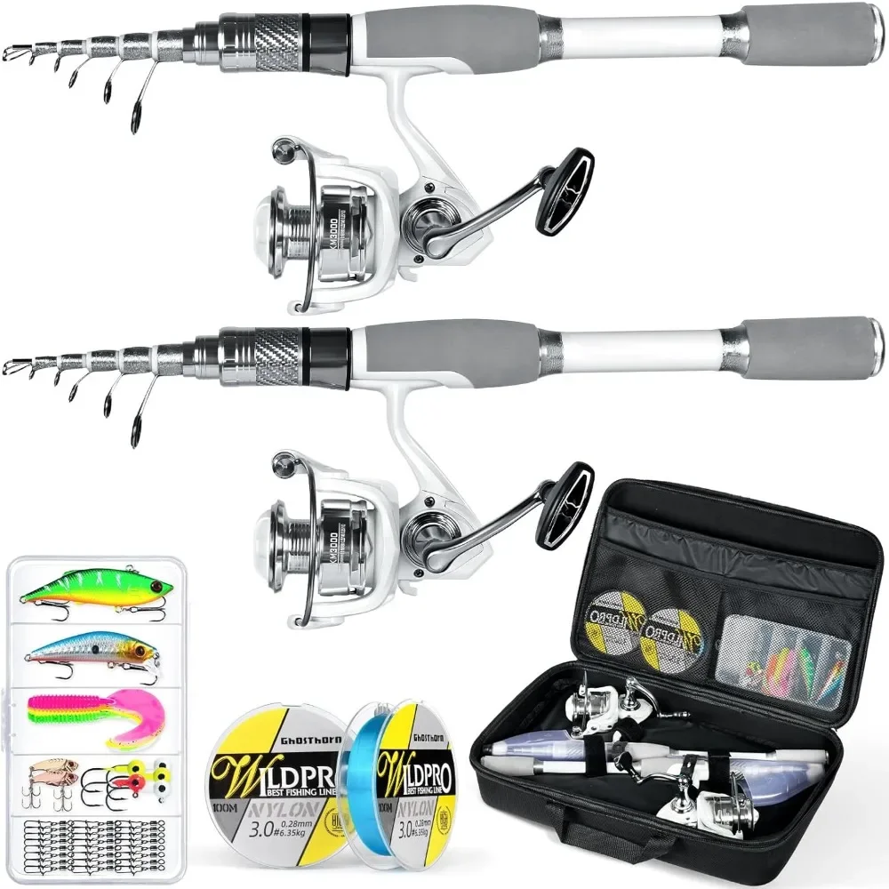 

Carbon Fiber Telescopic Fishing Rod and Reel Combo Portable Kit for Saltwater and Freshwater