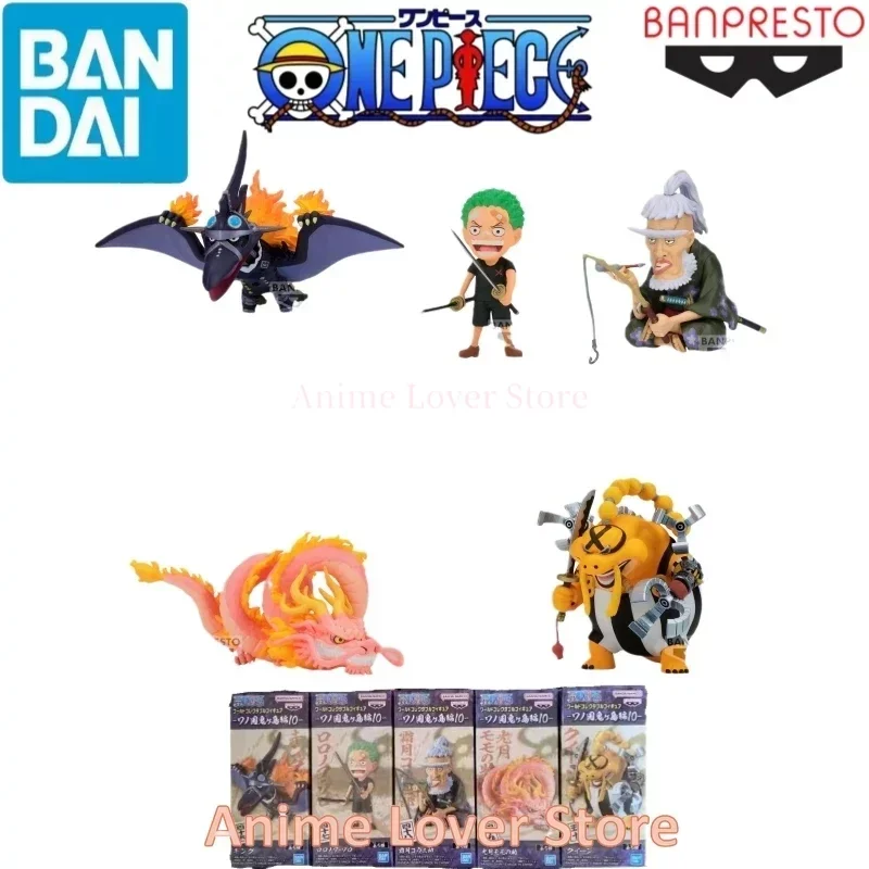 

Bandai Original One Piece WCF The Island of Ghosts VO.10 King Queen Zoro Momonosuke Kozaburo Anime Figures Toys for Kids Gift