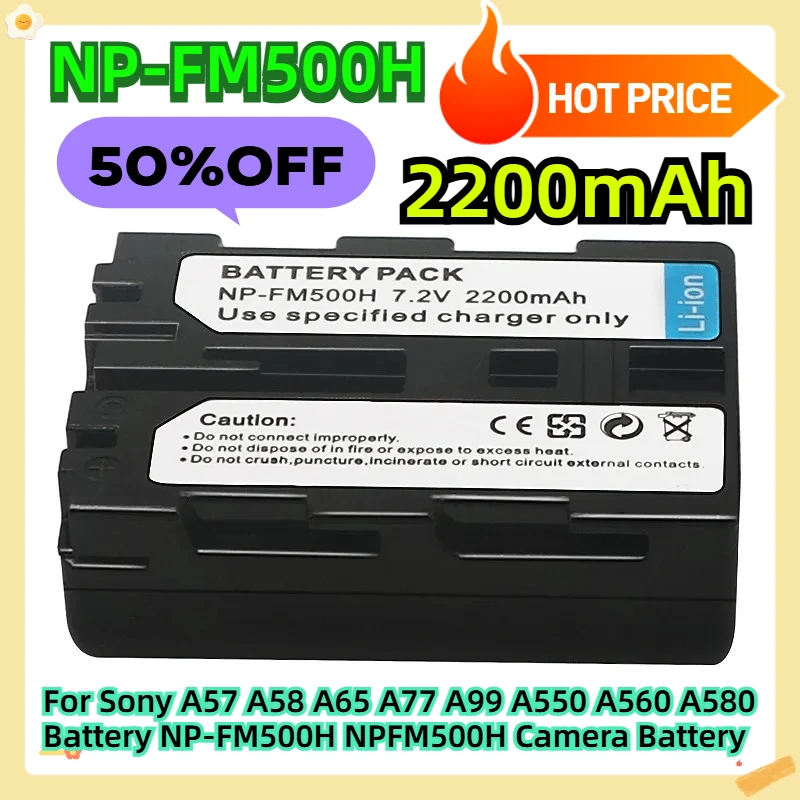 

For Sony A57 A58 A65 A77 A99 A550 A560 A580 Battery NP-FM500H NPFM500H Camera Battery