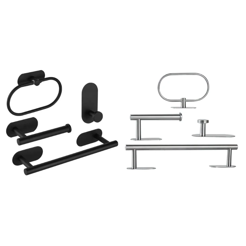 

4x Towel Bar Waterproof Rust Proof Moisture Proof Storage Rack for Towel Slippers Nail Drilling Free Stainless Steel