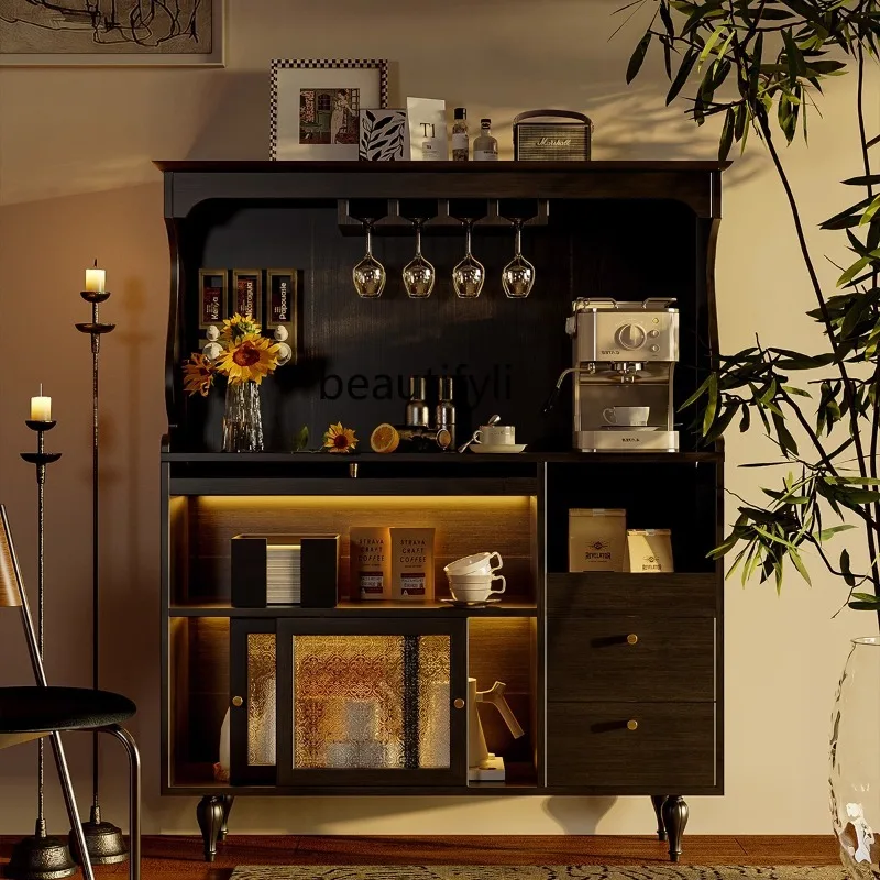 

American retro dining side French cabinet Begonia glass storage integrated coffee cabinet sofa retro
