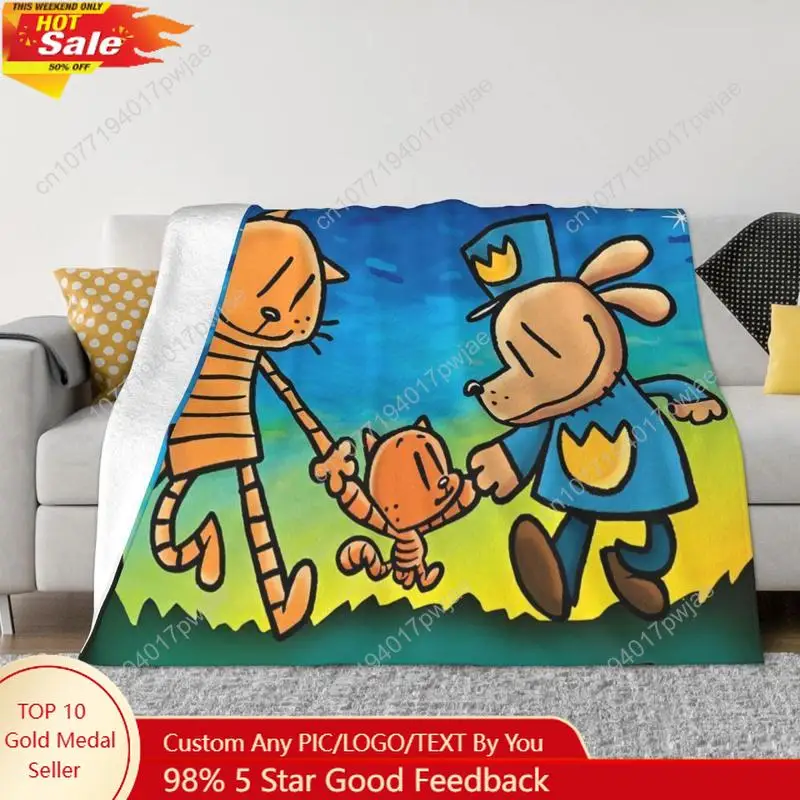

Dog Man Dogman Movie Comic Blankets Cartoon Animals Flannel Funny Warm Throw Blankets for Home Custom blankets
