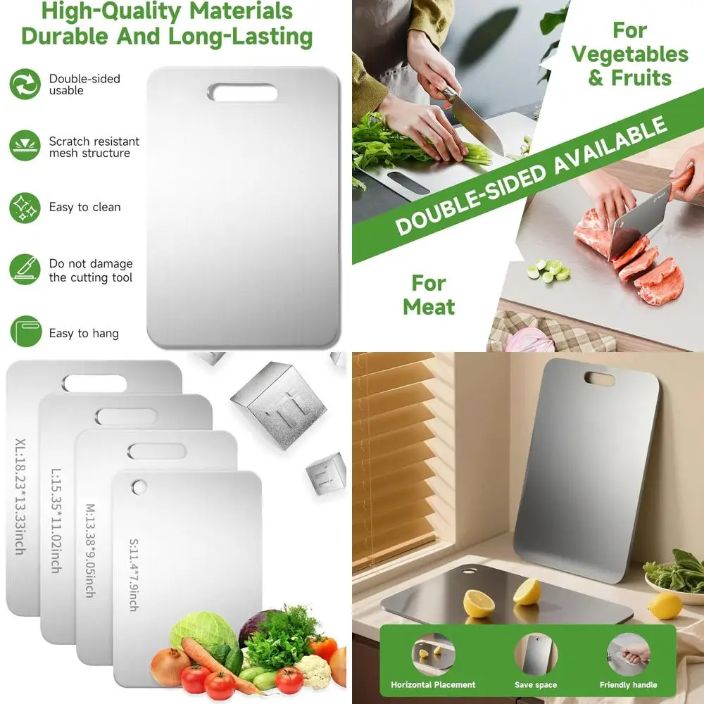 

Раздельные доски из чистого титана — обновление 2025 года, нетоксичные, двусторонние, гигиенические, прочные, можно мыть в посудомоечной машине, набор из 3 предметов (маленькие, меня