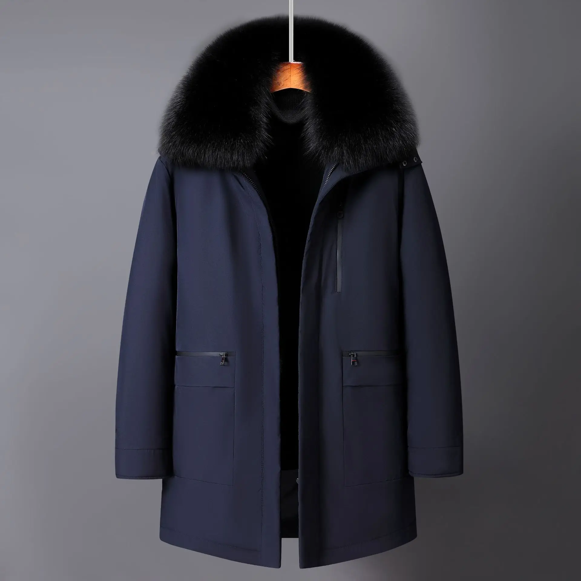 كندا موضة الشتاء سترة للرجال أسفل معطف سترة الرجال الأبيض أوزة أسفل سترة طويلة الحشو انفصال أسفل بطانة داخلية H819