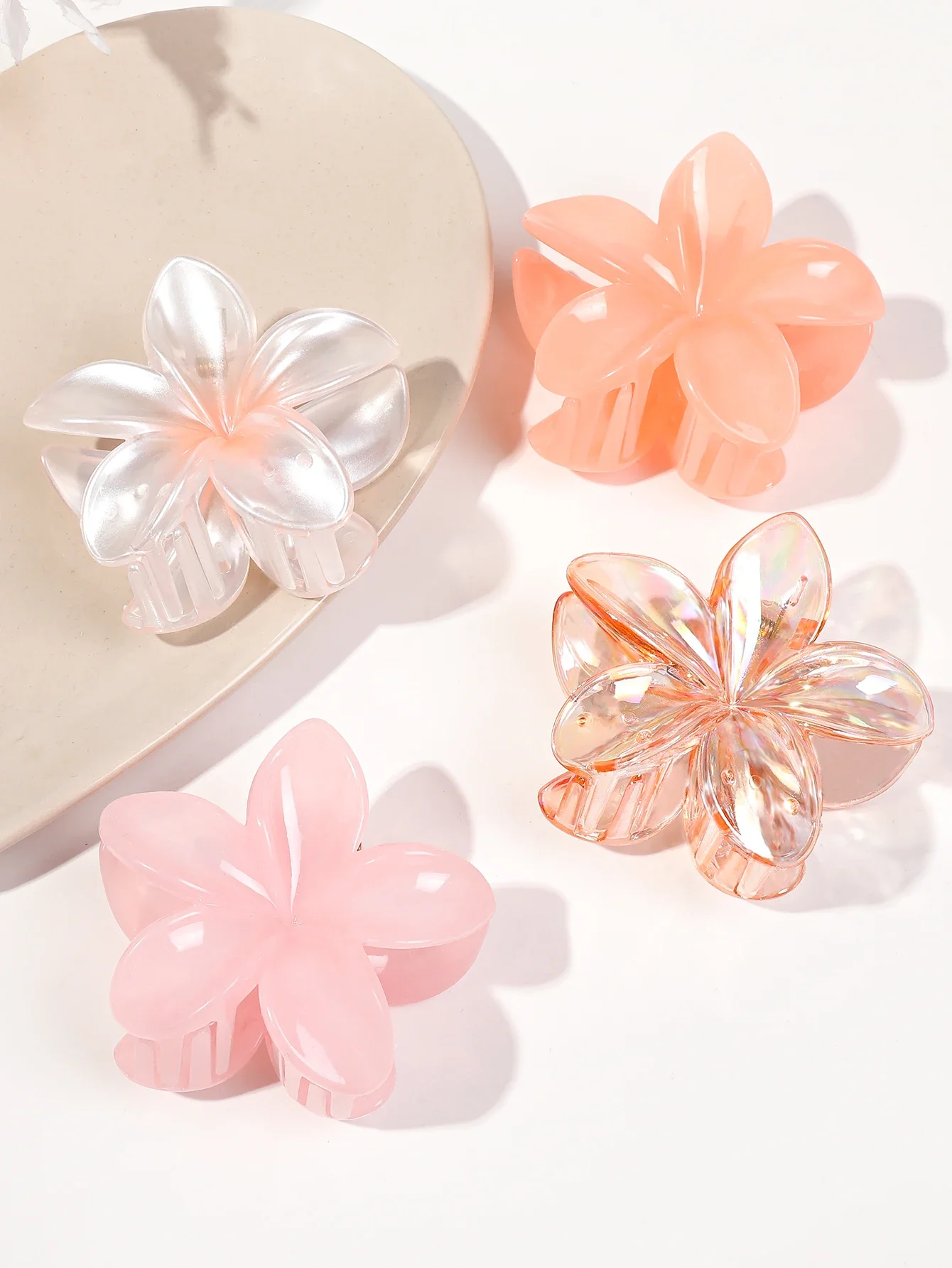 4 قطعة مشبك شعر الموز على شكل زهرة لطيفة للشعر السميك ، عقد قوي نونسليب ، هاواي ، إكسسوارات الشعر للنساء هدية عيد الفتيات