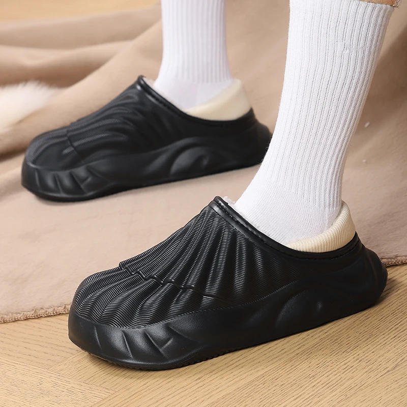 

Новые осенне-зимние парные хлопковые тапочки, уличные нескользящие утолщенные плюшевые тапочки, удерживающие тепло тапочки, простые универсальные