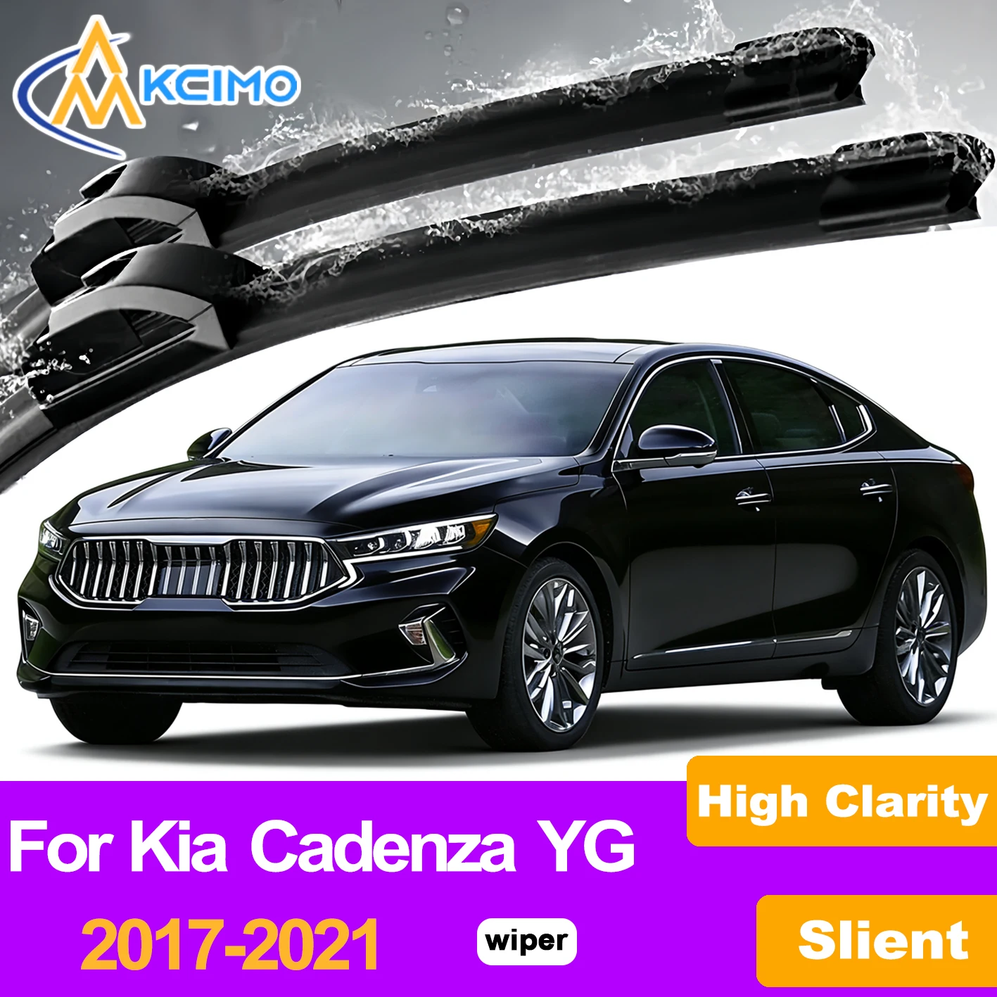 

KCIMO 2PCS Front Windshield Wiper Blades For Kia Cadenza YG 2017-2021, Premium Natural Rubber and Quiet Streak Free Easy Clip On
