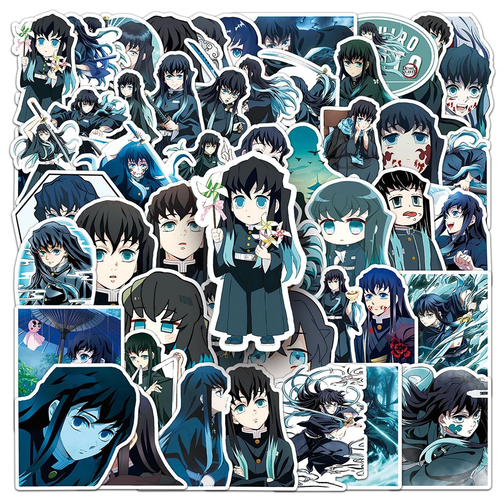 

10/30/50pcs Cool Anime Demon Slayer Stickers Tokitou Muichirou Cartoon Sticker Skateboard Phone Notebook Graffiti Decals Packing