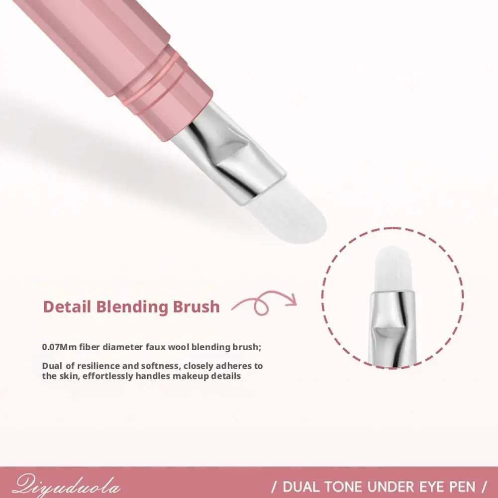 Two Tone Aegyo Sal Stick 1PC Portable Dual Ended Contour Highlighter Pencil Micro Fiber Brush For Eye Makeup view 4