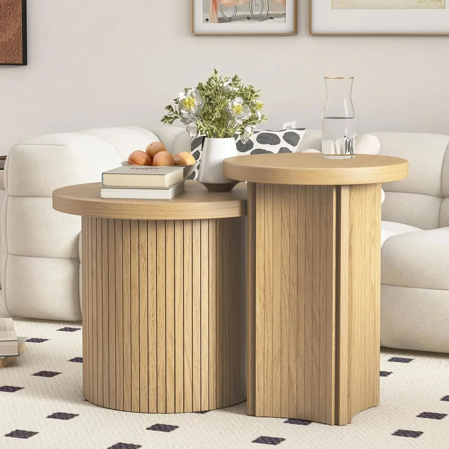 Nested coffee table combination household living room balcony decorative furniture wooden round coffee table