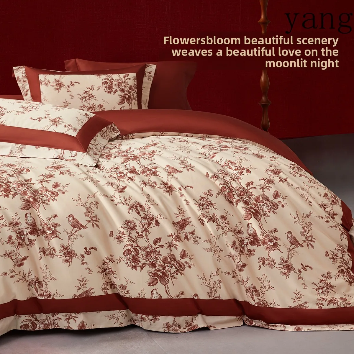 CX cotton wedding four-piece set of 60 long-staple cotton festive red wedding new Chinese wedding bedding