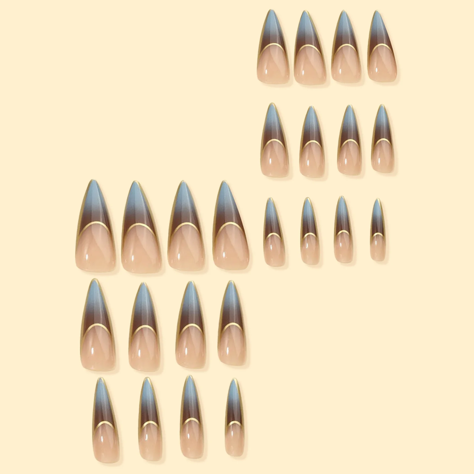 طويل خنجر الأظافر وهمية التدرج الفرنسية الصحافة على الأظافر للفتيات حار سحر مانيكير انفصال عصا على الأظافر كاذبة 24 قطعة