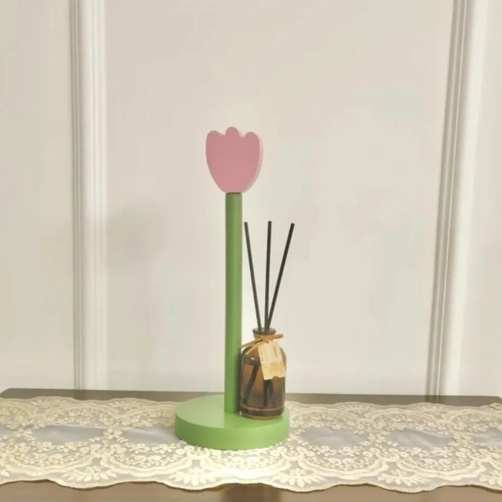 Ornaments Wooden Flower Roll Paper Rack INS Vertical Tissue Stand Creative Rolls Storage Napkins Rack Toilet