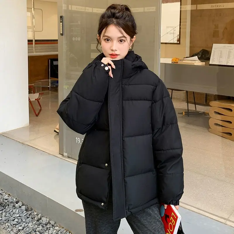 Winter Coat Women Vintage Loose Hooded Cotton Padded Jackets Fashion Warm Thick Parkas Female Outerwear Casual Clothing