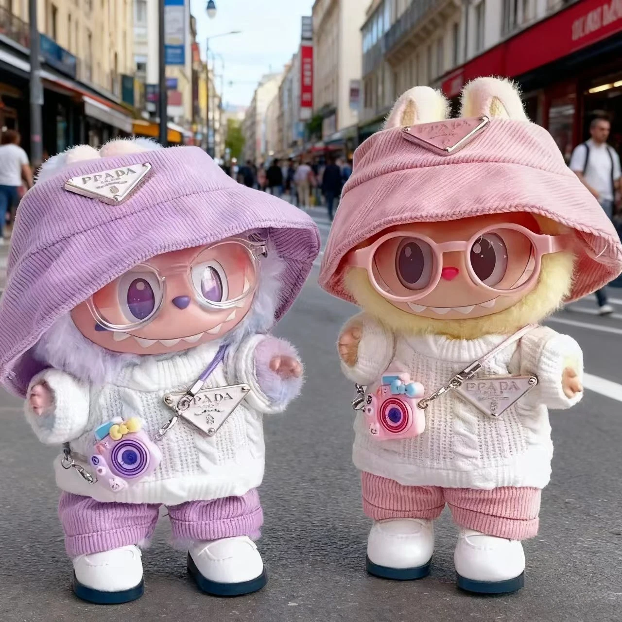 

17 см Labubu V1 V2 V3 кукольная одежда, высококачественный костюм макарон, толстовка с капюшоном, милые украшения с героями мультфильмов, аксессуары