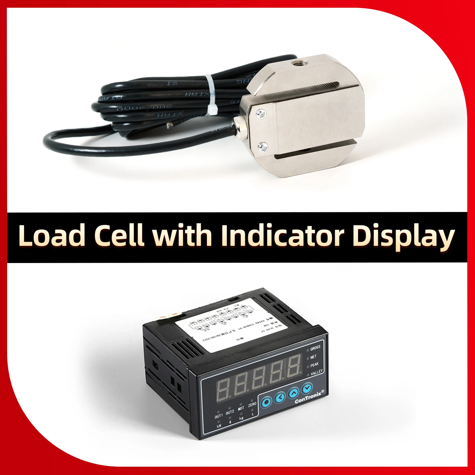 S-Shaped Load Cell Sensor and Indicator Display,High Accuracy 0.03%,Gross Weight Net Weight Peak Valley Hold Unit Switching