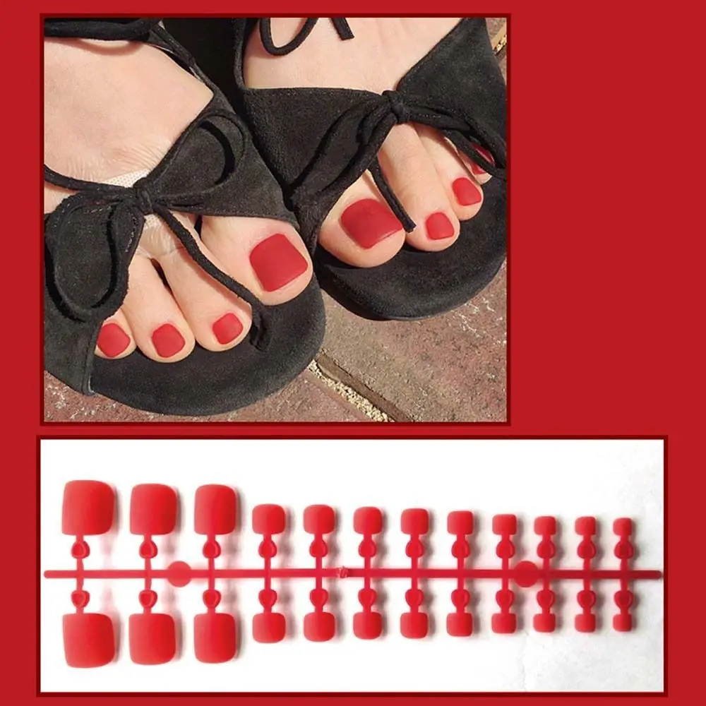 Frosted On Toenails Feet Artificial Nails Full Cover False Nails Solid Color Nails Patch Matte False Toenails Frosted Fake Toe_voghion.com