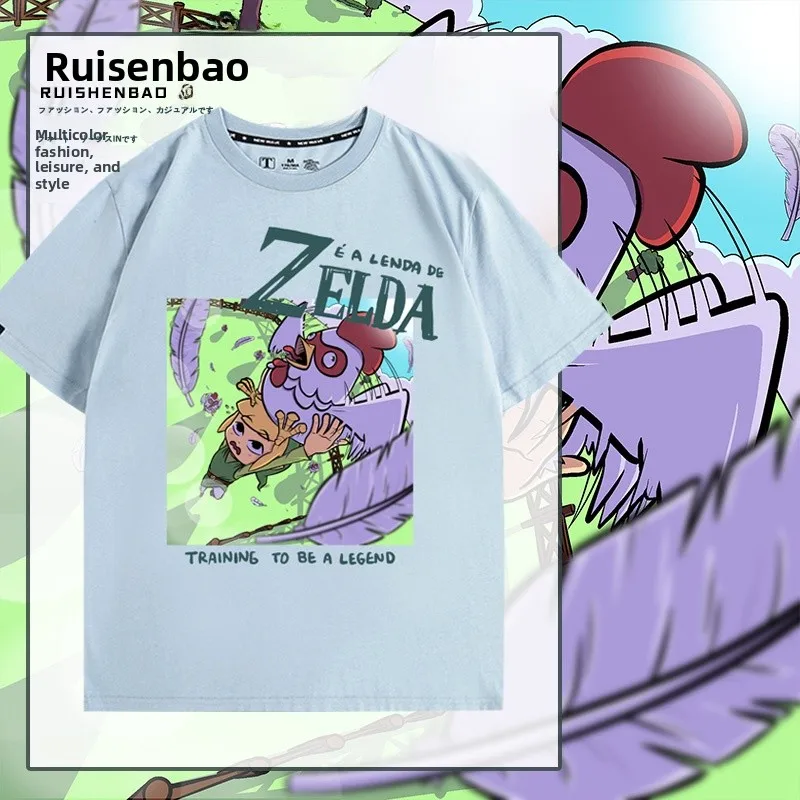 

Legend Game Link Cartoon Rooster God Prank T-irt Summer Men Pure Cotton ort Sve Top Loose Fit Knitted Fabric