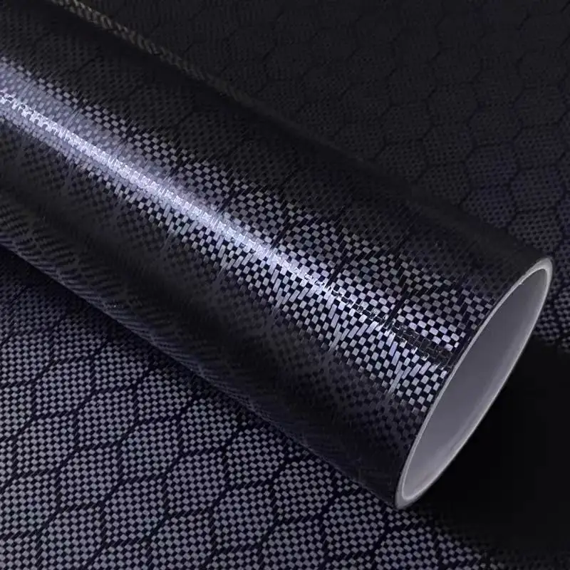 Diamantgeschliffene Carbonfaser-Vinylfolie, blasenfrei, wasserdicht, selbstklebend, glänzend, Auto-Folienaufkleber, Autoaufkleber, Autozubehör