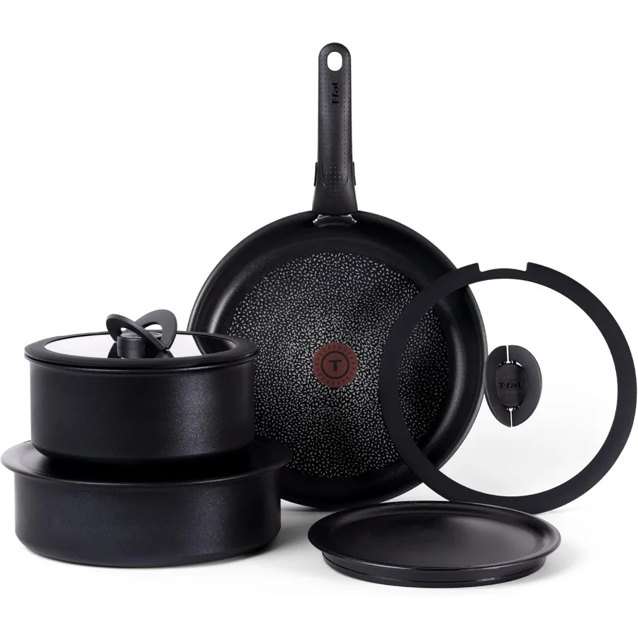 

Ingenio Expertise Non Stick Cookware Set 8 Piece, Induction, Oven Broiler Safe 500F, Stackable Cookware, Pots and Pans, RV, Camp