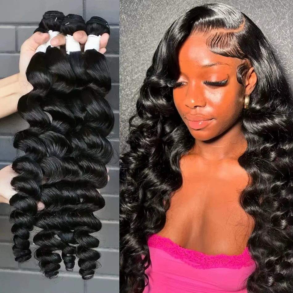 

Индийские 100% необработанные пучки человеческих волос 32, 32-дюймовые свободные волны, необработанные двойные утки, девственные пучки плетения, 3 предложения на пучки