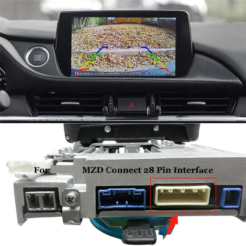 Clear 2PCS 28 Pin Car RCA Video Reverse Camera Convert Cable Adapter For Mazda 2 3 6 CX-5 Demio Axela Roadster MX-5 Miata Easy I
