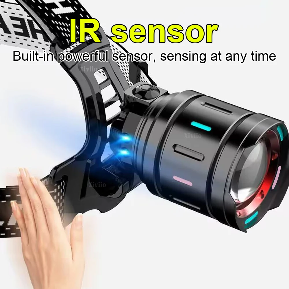 200000000LM 1000 واط قوية LED كشافات السوبر مشرق قابلة للشحن رئيس مصباح يدوي 3*18650 رئيس الشعلة الصيد الصيد العلوي