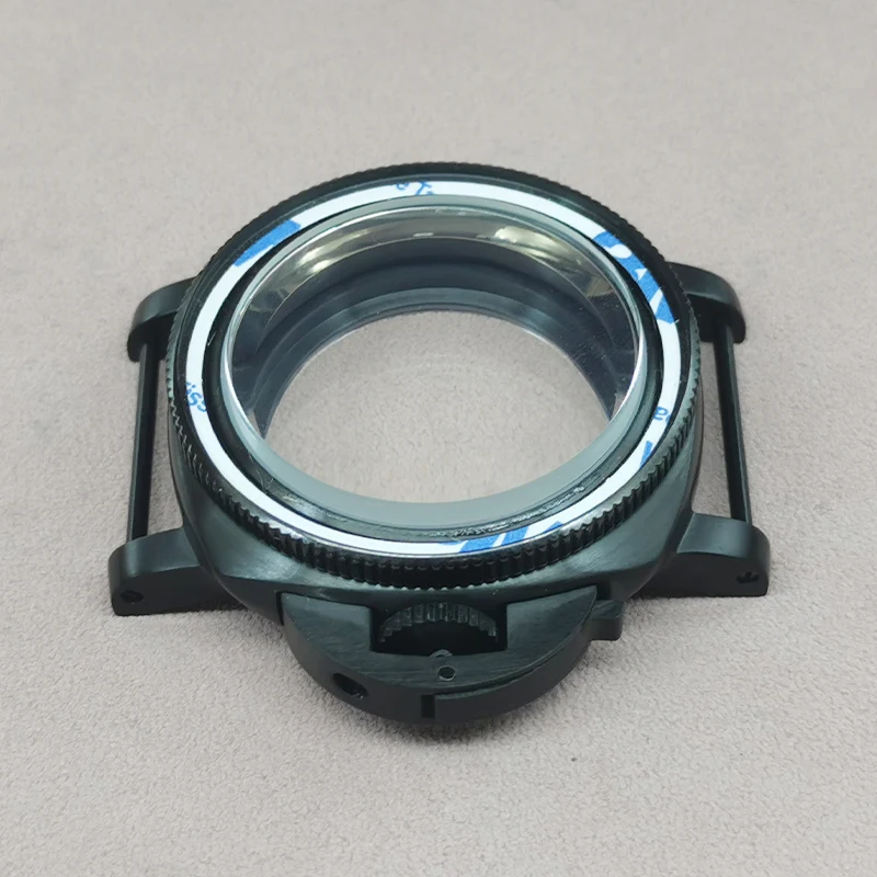 42mm Black Watch Cases Fashion Bezel Ring Fits Seiko NH35 NH36 4R35 4R36 7S26 Movement Transparent Back Cover Watch Repair Parts