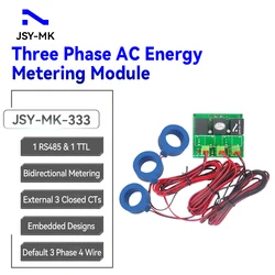JSY-MK-333 80A 3 fasi 4 fili tensione di corrente bidirezionale modulo misuratore di energia elettrica a due canali RS485 TTL 12mm CTs chiuso
